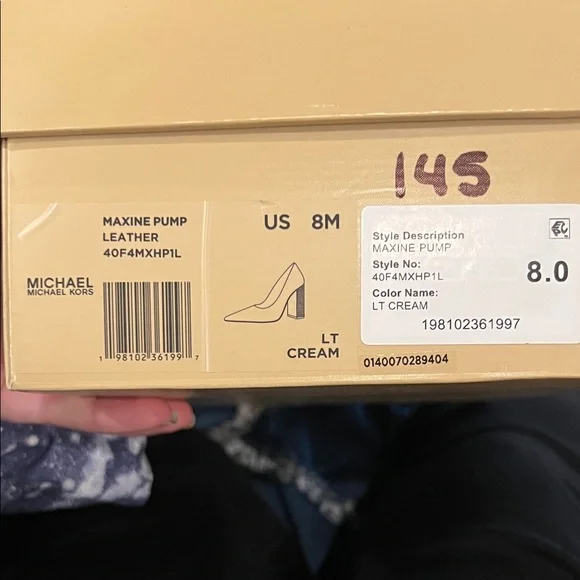 Michael Kors Maxine Cream Heels with Gold Block Heel - Picture 5 of 5